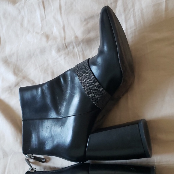 BRUNELLO CUCINELLI Leather Monili Chain Strap Chunky Ankle Boots black size 37 - Picture 6 of 12